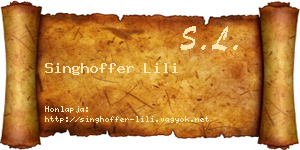 Singhoffer Lili névjegykártya